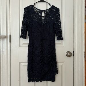 Navy Blue Lacy Sweetheart Dress — Bailey Blue, M